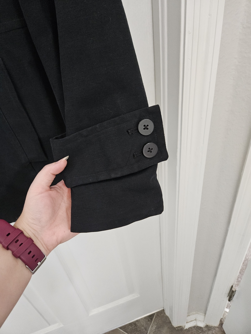 Merona Black Single-Breasted Trench Coat - Size Large Woman's - Picture 7 of 16